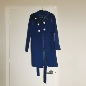 Steve J & Yoni P Blue Wool Trench Coat S Buttons